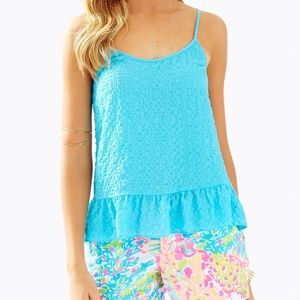Lilly Pulitzer pool house blue ruffle bottom tank